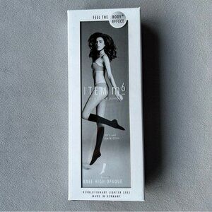 Item m6 ~ Knee High Opaque ~ Womens Size M L2 ~ Black ~ 60 Denier ~ New